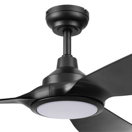 52 Inch Honeywell Sirro Matte Black Ceiling Fan with Light and Remote