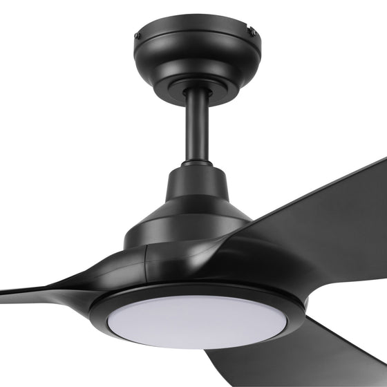 52 Inch Honeywell Sirro Matte Black Ceiling Fan with Light and Remote