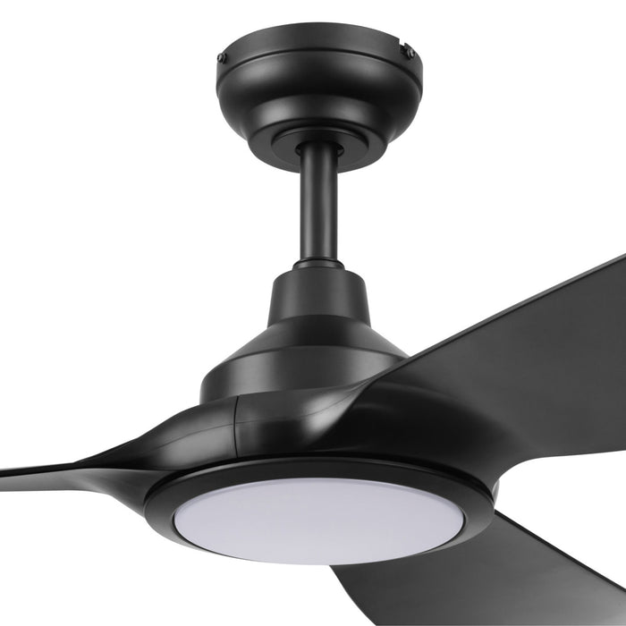52 Inch Honeywell Sirro Matte Black Ceiling Fan with Light and Remote