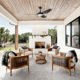52 Inch Honeywell Sirro Matte Black Ceiling Fan with Light and Remote