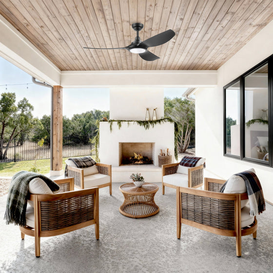 52 Inch Honeywell Sirro Matte Black Ceiling Fan with Light and Remote