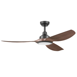 52 Inch Honeywell Sirro Matte Black with Brown Blade Ceiling Fan with Light and Remote