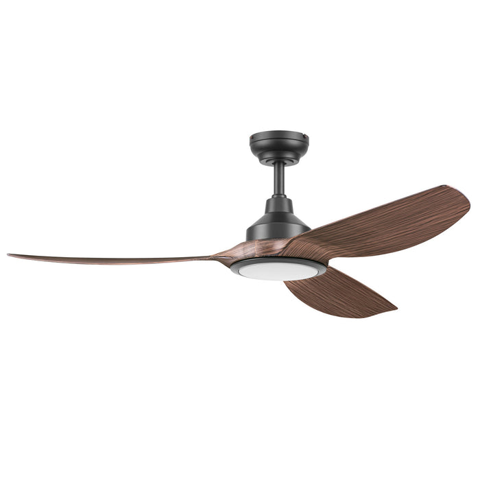 52 Inch Honeywell Sirro Matte Black with Brown Blade Ceiling Fan with Light and Remote