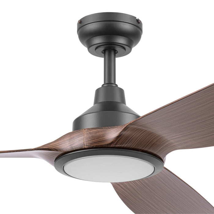 52 Inch Honeywell Sirro Matte Black with Brown Blade Ceiling Fan with Light and Remote