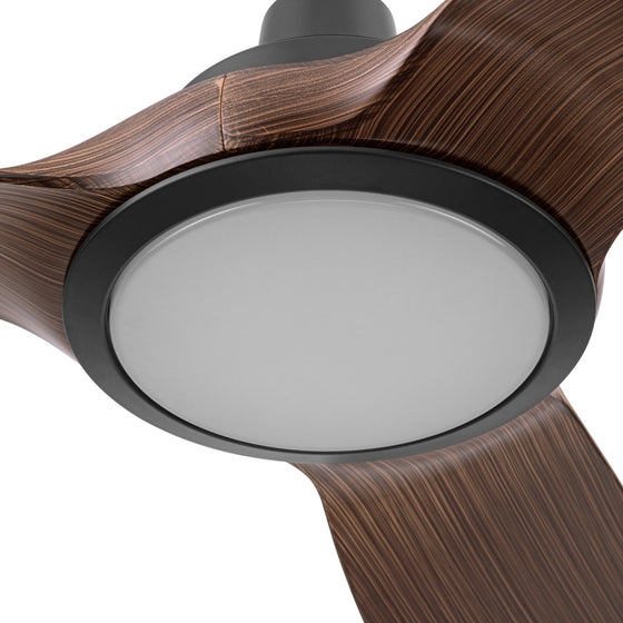 52 Inch Honeywell Sirro Matte Black with Brown Blade Ceiling Fan with Light and Remote