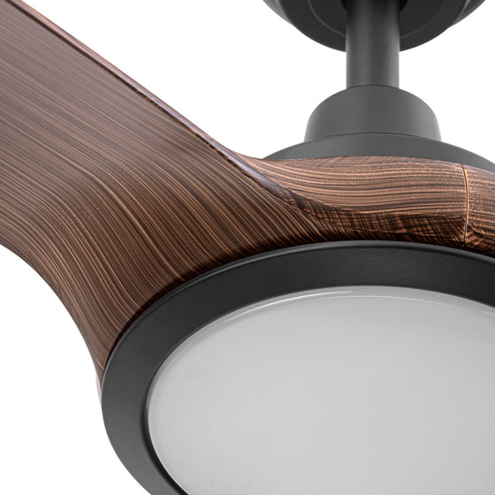 52 Inch Honeywell Sirro Matte Black with Brown Blade Ceiling Fan with Light and Remote