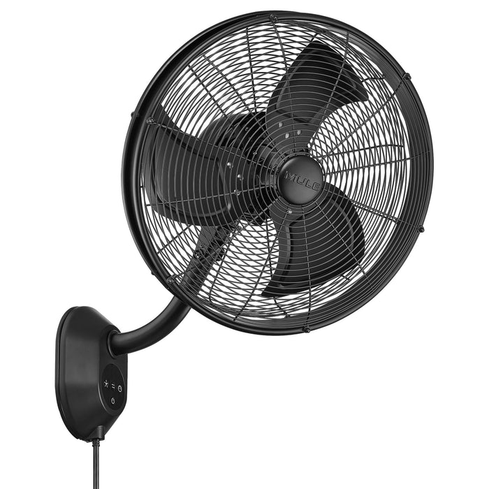 Black wall mounted mule fan on a white background