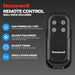 Honeywell fan remote control with features and buttons on a dark background