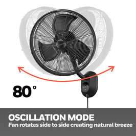 Honeywell wall-mounted fan with oscillation mode feature on a white background