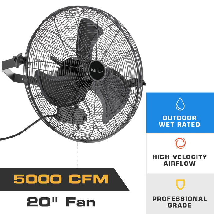 MULE 20" Wall Mounted Garage Fan with High Velocity Airflow