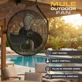 MULE Outdoor Ceiling Fan with Plug in Power Cord and Powerful Airflow