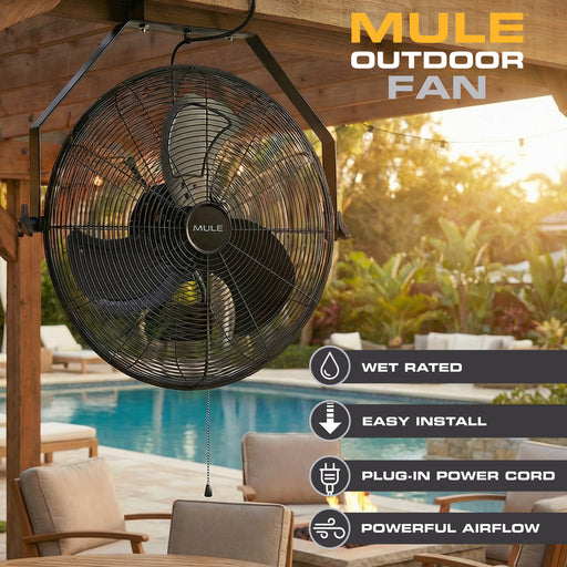MULE Outdoor Ceiling Fan with Plug in Power Cord and Powerful Airflow