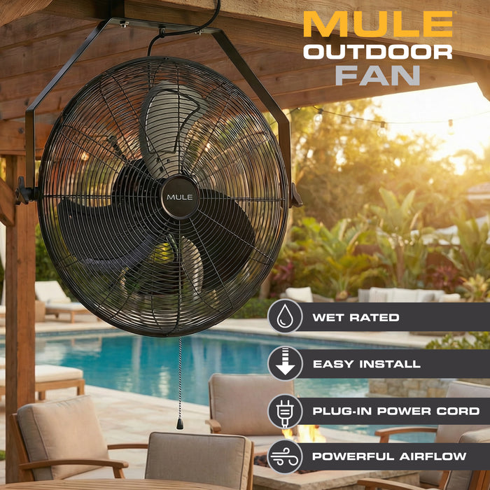 MULE Outdoor Ceiling Fan with Plug in Power Cord and Powerful Airflow