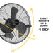 MULE fan with adjustable feature illustration and text on a white background