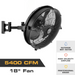 MULE Wet-Rated Wall Fan XL, 18-inch outdoor wall-mount fan in matte black with 5,400 CFM airflow