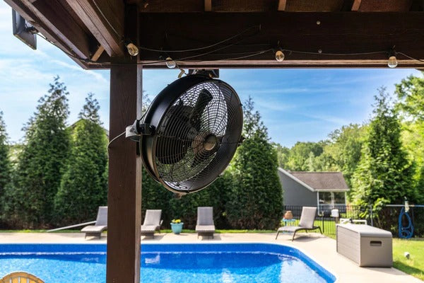 MULE wet-rated fan in an outdoor living space