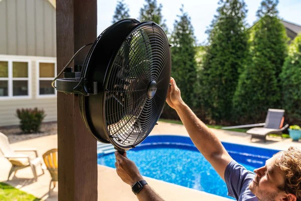MULE wet-rated fan installed in an outdoor living space