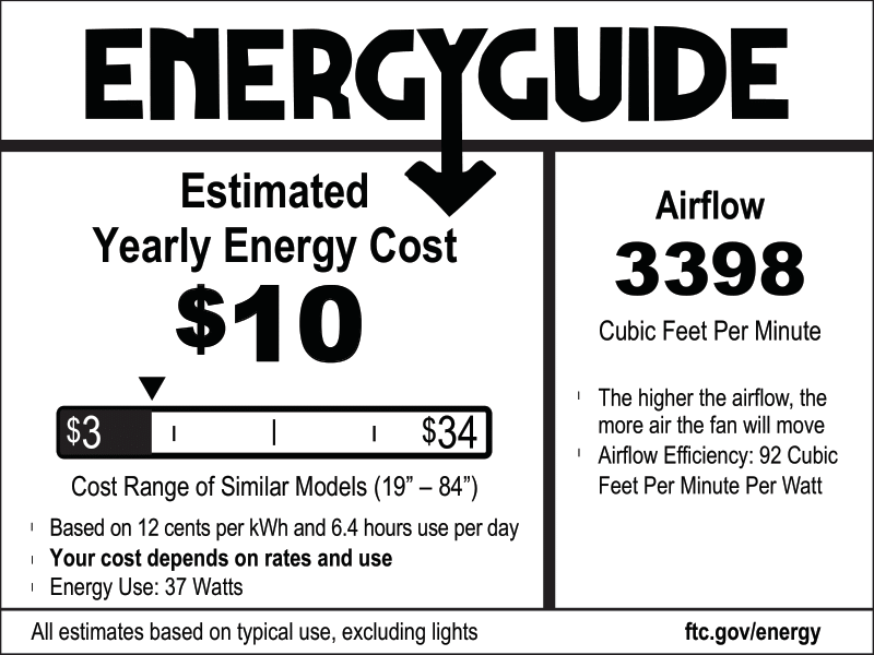 52 Inch Honeywell Lynton Matte Black Ceiling Fan with Light and Remote